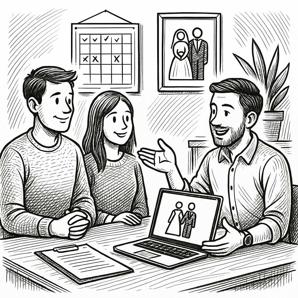 Planning & Coordination Wedding photo sketch